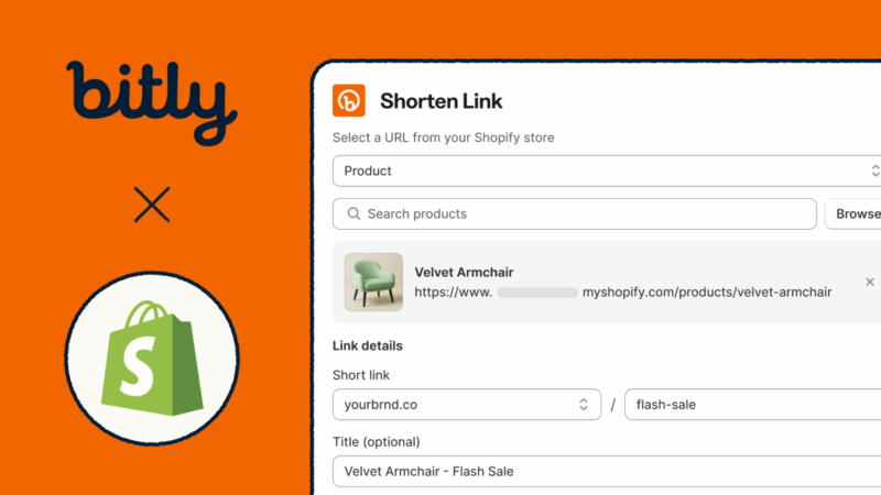 Bitly and Shopify integration with a view of the product