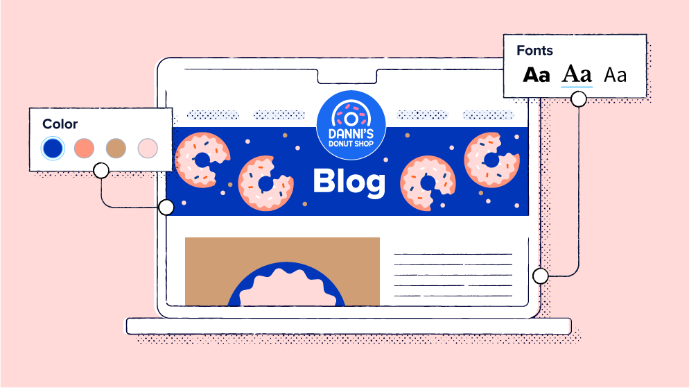 Blog design being customized with fonts and colors