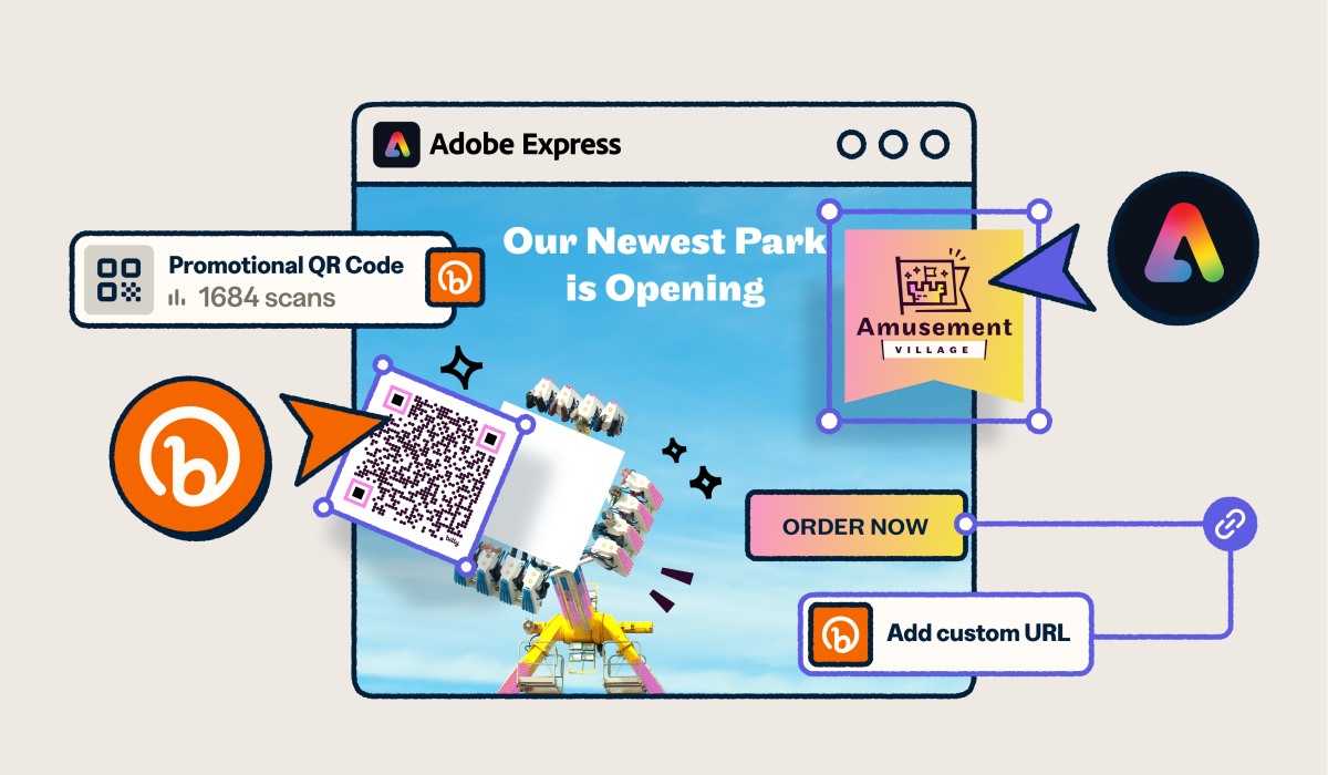 illustration showcasing the power of Bitly and Adobe Express combined